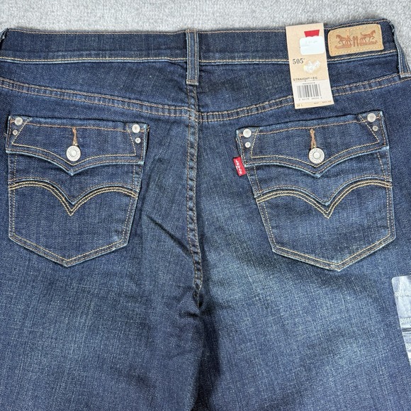 NWT Levi's 505 Jeans Women's 14L Blue Denim Mid Rise Straight Leg Flap Pockets - Picture 1 of 15